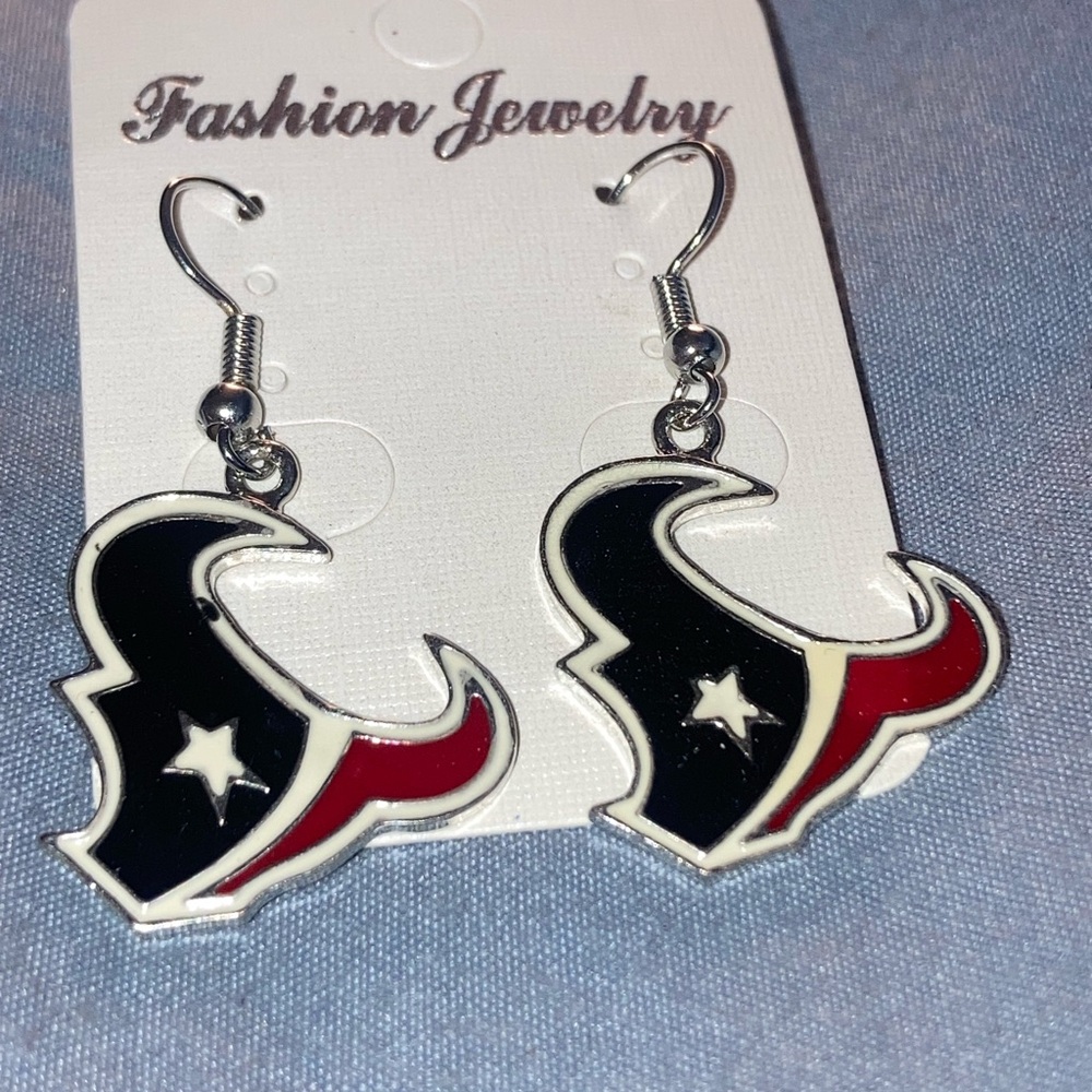 Houston Texans Logo Dangle Earrings - Black & Red